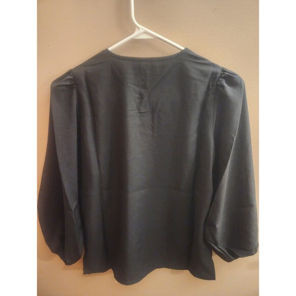 J. Crew Keyhole Puff Sleeve Drapey Crepe Blouse Top Black Size XXSP Petite NWT - Picture 4 of 4